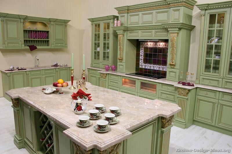 green kitchen cabinets image
