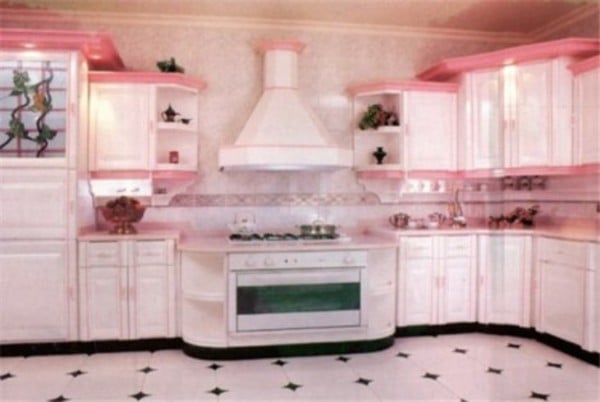 pink kitchen cabinets image