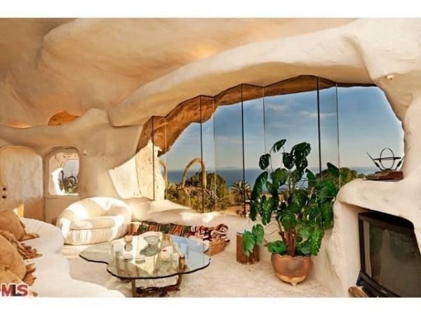 Unusual Dick Clark Flintstones House living room