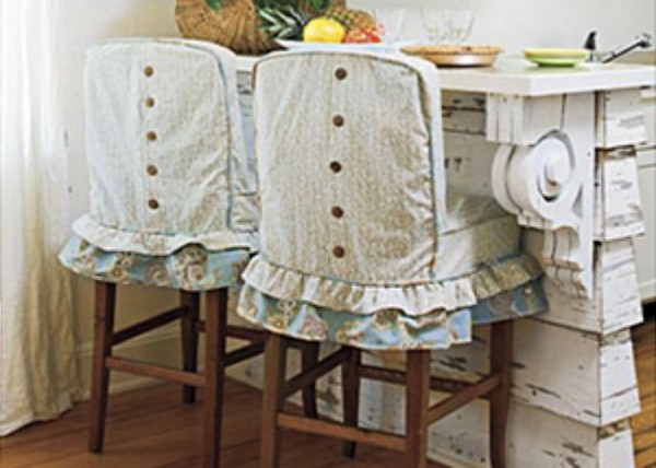 Slipcovered bar stools were featured in Southern Living